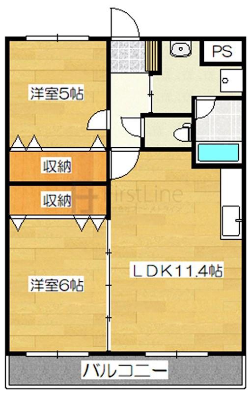 ヴィラクオーレII(2LDK/2階)の間取り写真