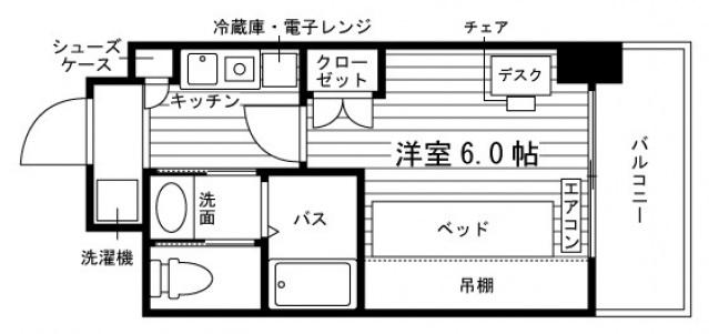 学生会館エル・セレーノ福岡伊都(1K/5階)の間取り写真
