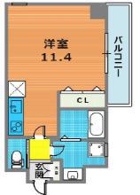 エカルラート青谷(ワンルーム/2階)の間取り写真