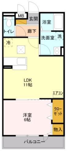 クラインハイム越谷(1LDK/2階)の間取り写真