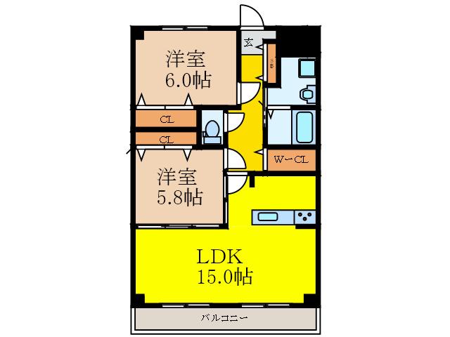 アンフィニXII江坂ガーデン(2LDK/10階)の間取り写真