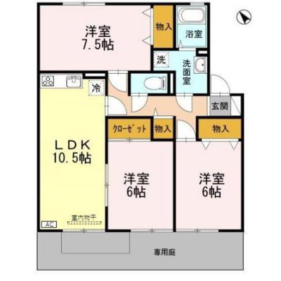 エルフタウン吉久(3LDK/1階)の間取り写真