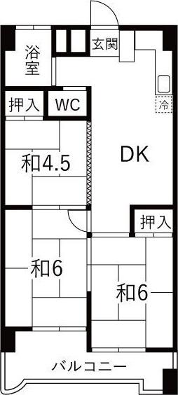 宝第2スカイハイツ(3DK/5階)の間取り写真