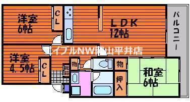 サンハイツ21 B棟(3LDK/2階)の間取り写真