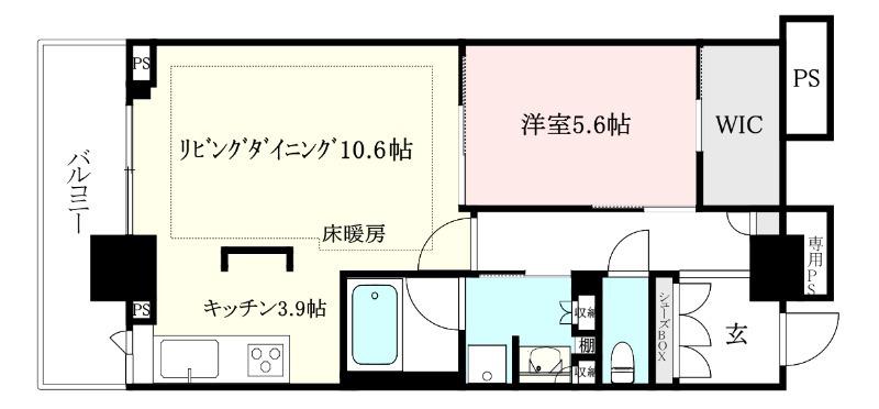 ベイクレストタワー(1LDK/7階)の間取り写真