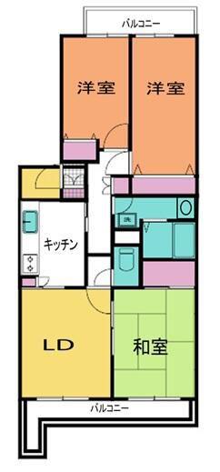 ラフィーヌ横浜片倉町(3LDK/2階)の間取り写真