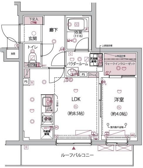 アルコバレーノ分倍河原(1LDK/4階)の間取り写真