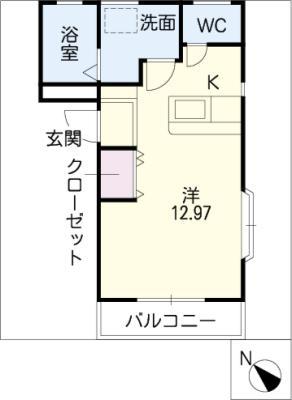 レイク・ベアー(ワンルーム/2階)の間取り写真