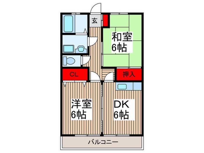 ヴィラプリムローズD(2DK/2階)の間取り写真