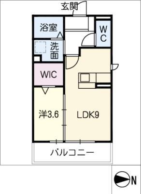 BELL・HOUSE 黒野(1LDK/2階)の間取り写真