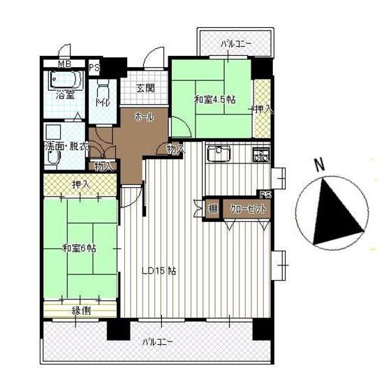 ライオンズマンション金沢十間町(2LDK/8階)の間取り写真