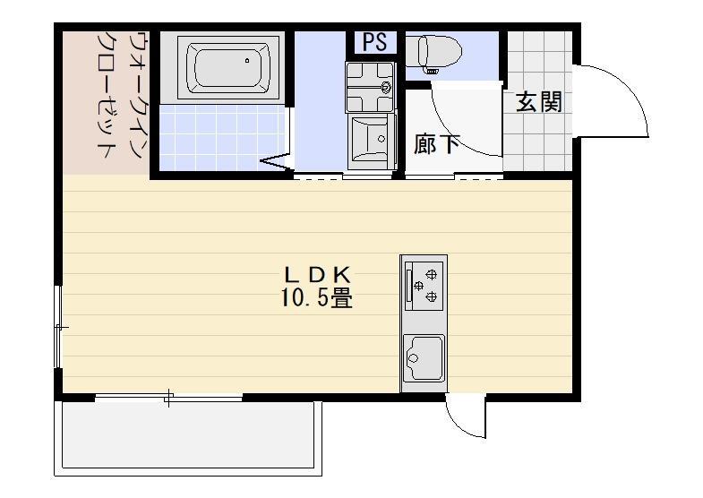 西町75番館(ワンルーム/1階)の間取り写真