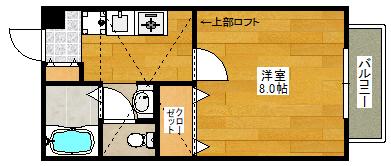 ペルル垂水(1K/2階)の間取り写真