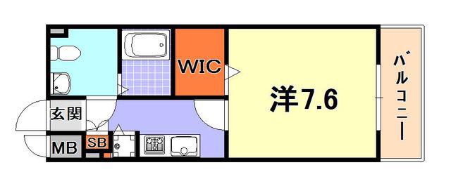 ディナスティ神戸元町通(1K/6階)の間取り写真