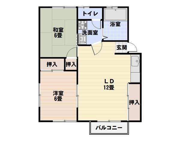 シティーコープ愛信II(2LDK/2階)の間取り写真