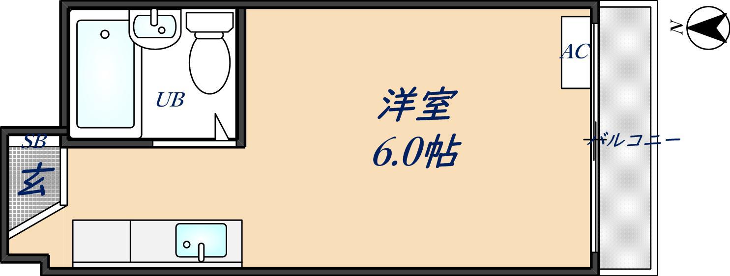 瓢箪山ハイツ(ワンルーム/4階)の間取り写真