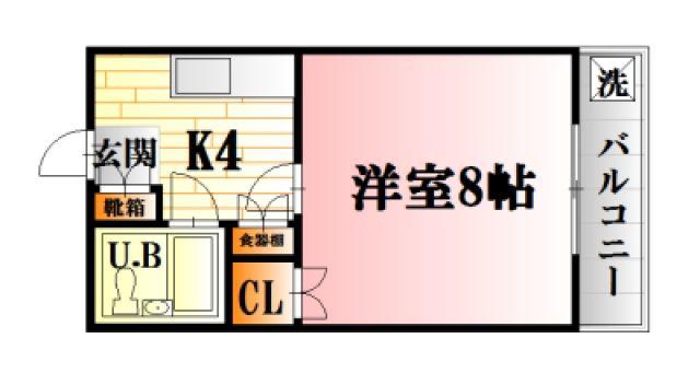 第一観ビル(1K/2階)の間取り写真