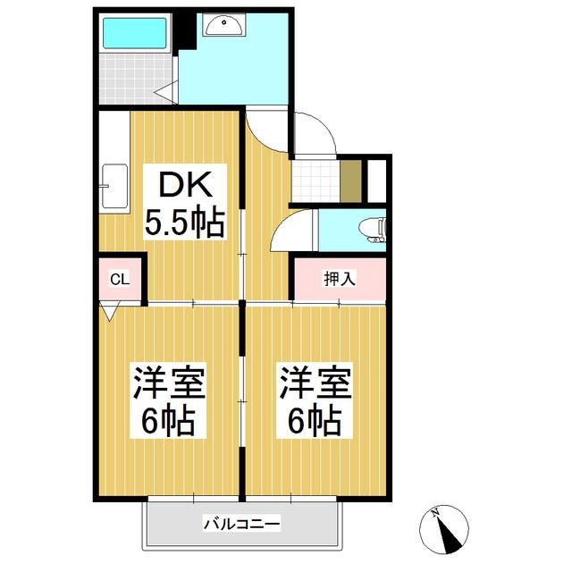 プレジュール和田(2DK/2階)の間取り写真