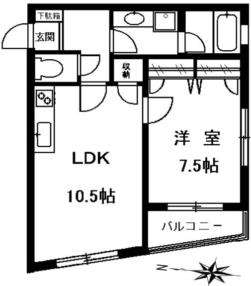 ベルヴィー柿の木坂(1LDK/1階)の間取り写真