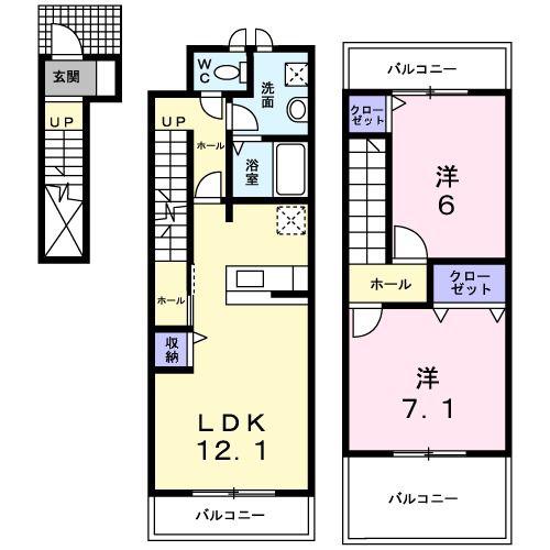 セレーノI(2LDK/2階)の間取り写真