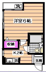 シャトーオオタニ(1K/2階)の間取り写真