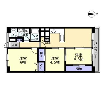 東船橋和光台ハイツ2号棟(3LDK/6階)の間取り写真