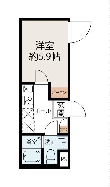 クォーク川崎(1K/4階)の間取り写真