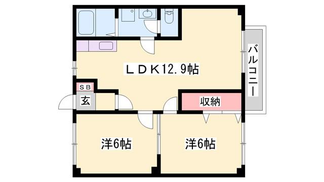 エスポワール新在家(2LDK/1階)の間取り写真