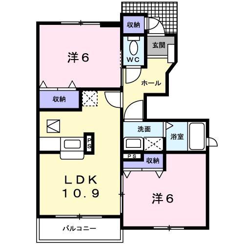 ベル アンジュ B(2LDK/1階)の間取り写真