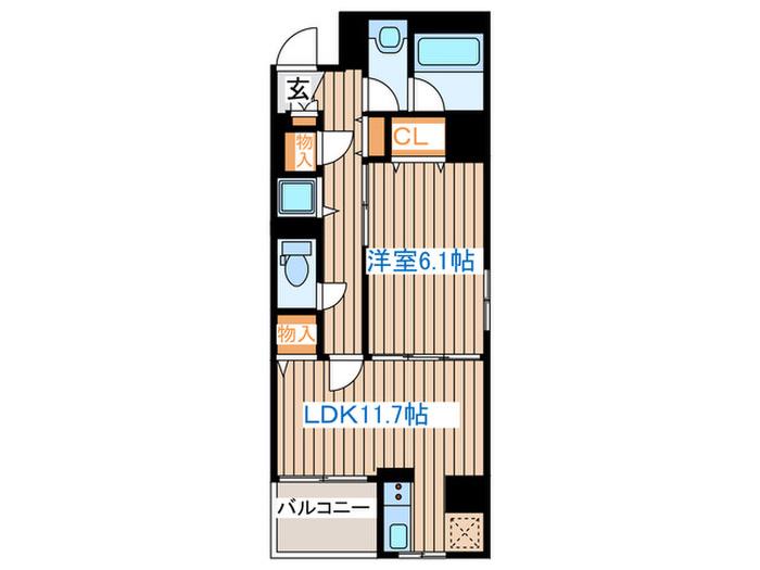 ガーネットヒルズ本町(1LDK/6階)の間取り写真