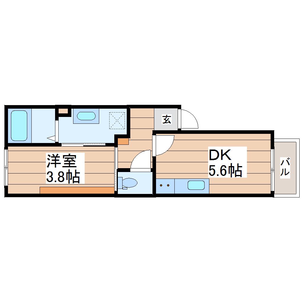 ラブリエ黒松(1DK/1階)の間取り写真