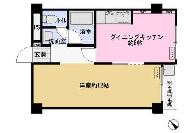第2本八幡ダイヤモンドマンション(1DK/1階)の間取り写真