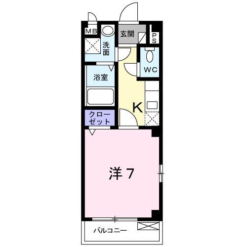 ロングKAKURA(1K/2階)の間取り写真