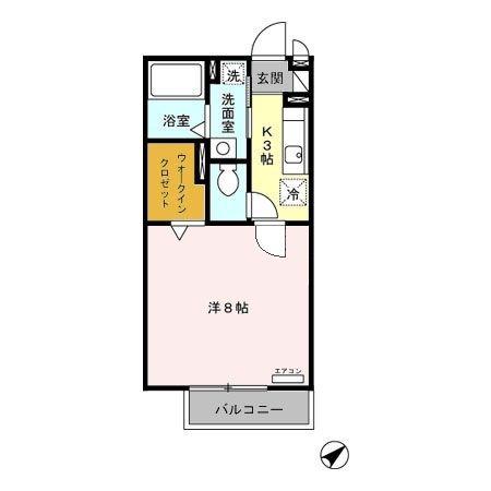 クレセール(1K/1階)の間取り写真