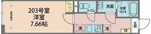 カインドネス西新井(1K/2階)の間取り写真