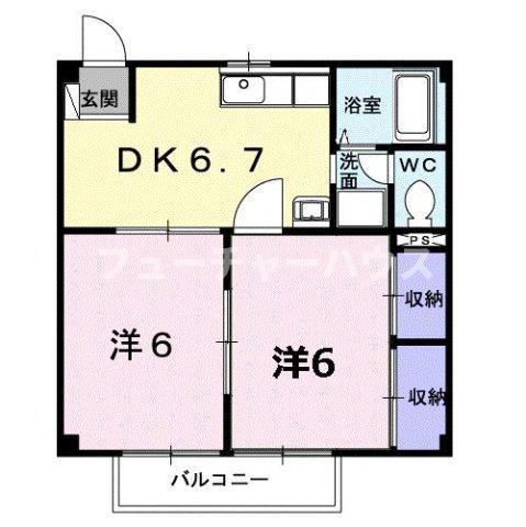 アクティブ田沢I(2DK/1階)の間取り写真