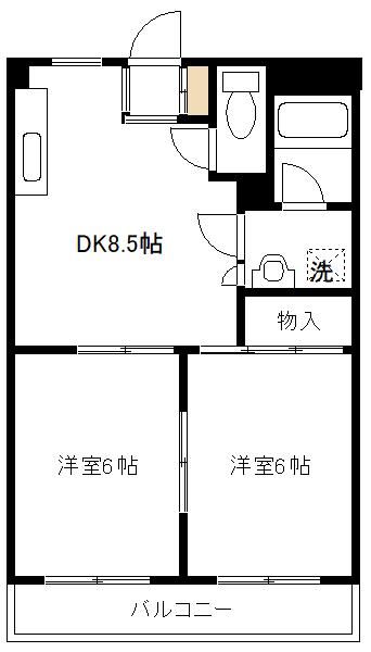 ハイムヒラノ(2DK/3階)の間取り写真