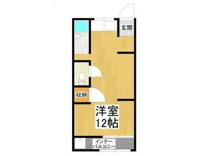 狭山南マンション(ワンルーム/3階)の間取り写真