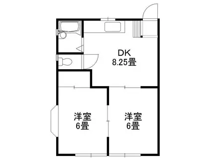 コーポ柏木(2DK/2階)の間取り写真