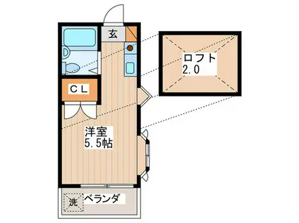 サンプレイス東大和(ワンルーム/1階)の間取り写真