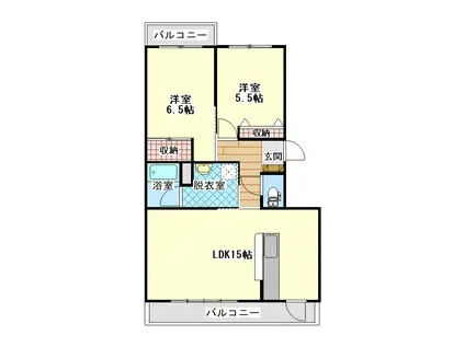 カクニシエコス(2LDK/4階)の間取り写真