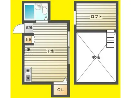 ルームピア鷺ノ宮B棟(ワンルーム/1階)の間取り写真