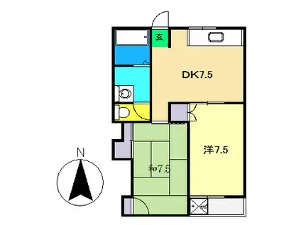 クレールメゾンK(2DK/4階)の間取り写真