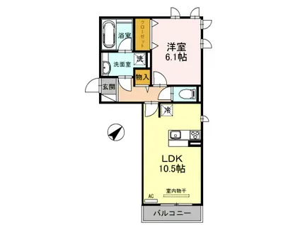 LECIELI(1LDK/2階)の間取り写真