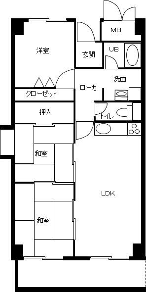レジデンス(3LDK/3階)の間取り写真