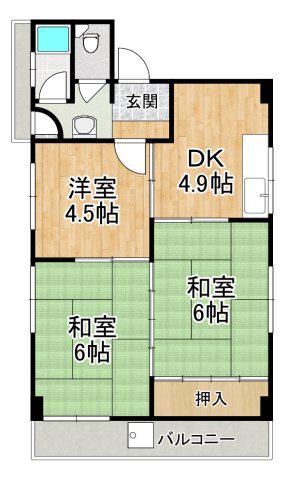 RIZEONE河内長野(3DK/3階)の間取り写真