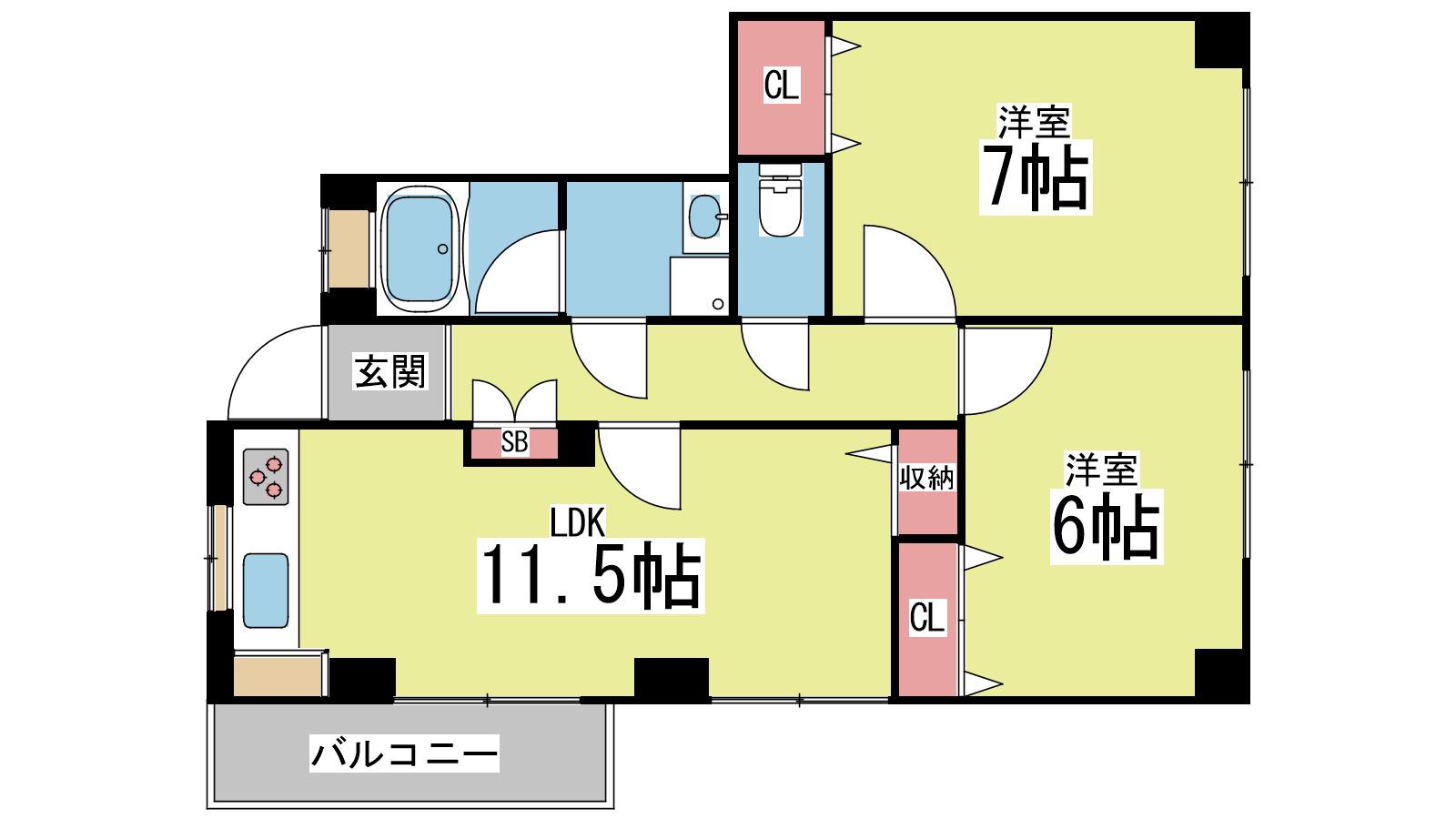 オーシャンビュー赤坂(2LDK/1階)の間取り写真