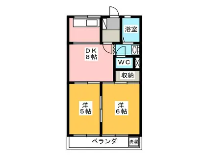 メゾネット翔(2DK/2階)の間取り写真