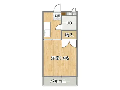 北浜ハイツ(1K/3階)の間取り写真