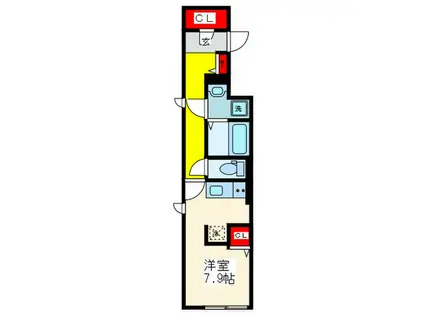 H&B吉田(ワンルーム/1階)の間取り写真